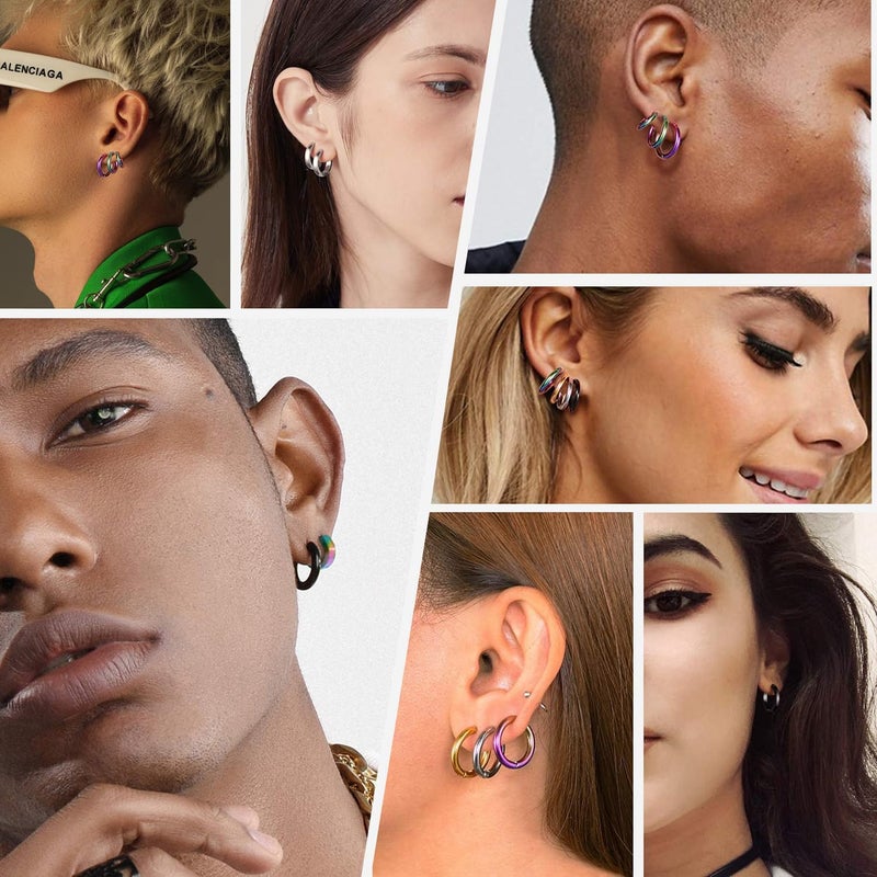 SIISPRI 3 Pairs Clip On Huggie Earrings for Men Women, Unisex Surgical Stainless Steel Hypoallergenic Earrings,Small Hoop Earrings, Polished for Non Pierced Earrings - Image 2